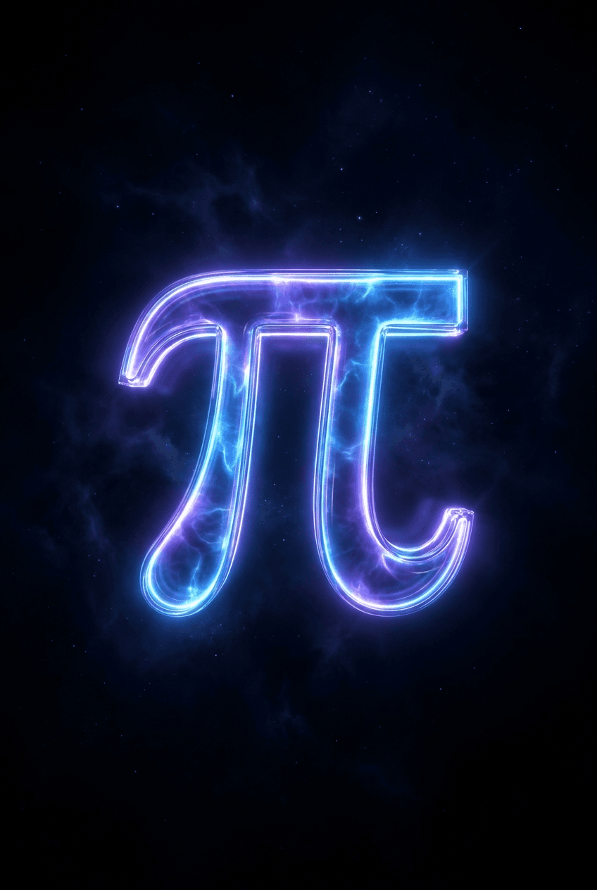 Glowing pi symbol representing mathematics and learning